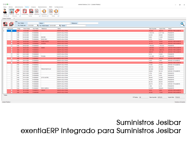 eXentiaERP · Suministros Jesibar